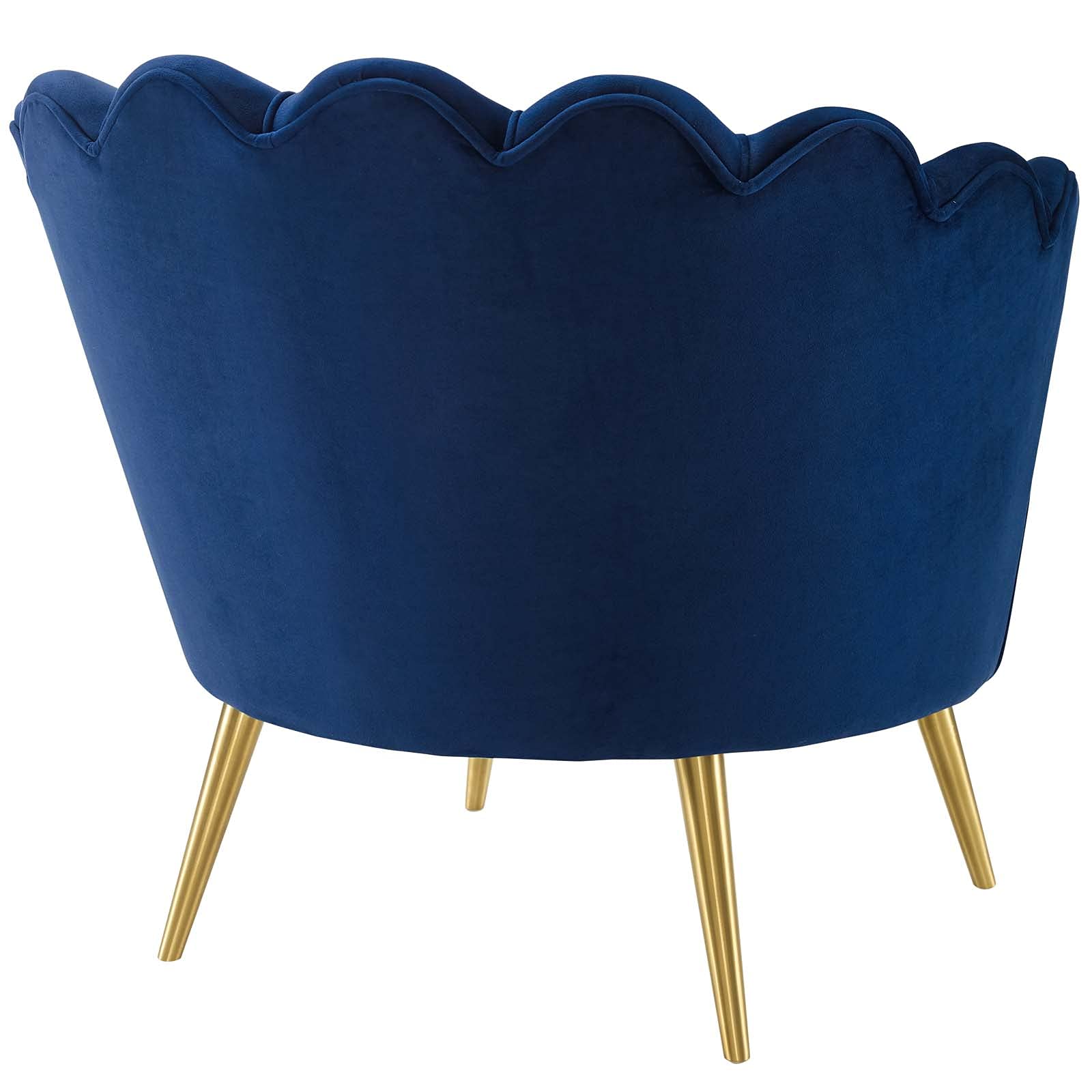 Admire Scalloped Edge Performance Velvet Accent Lounge Arm Chair in Navy