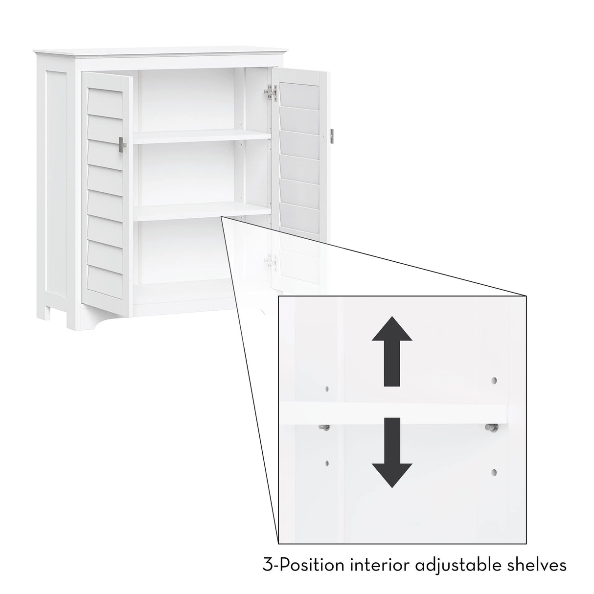 Brookfield Bathroom Storage Cabinet with 2 Shutter Style Doors with Adjustable Shelves