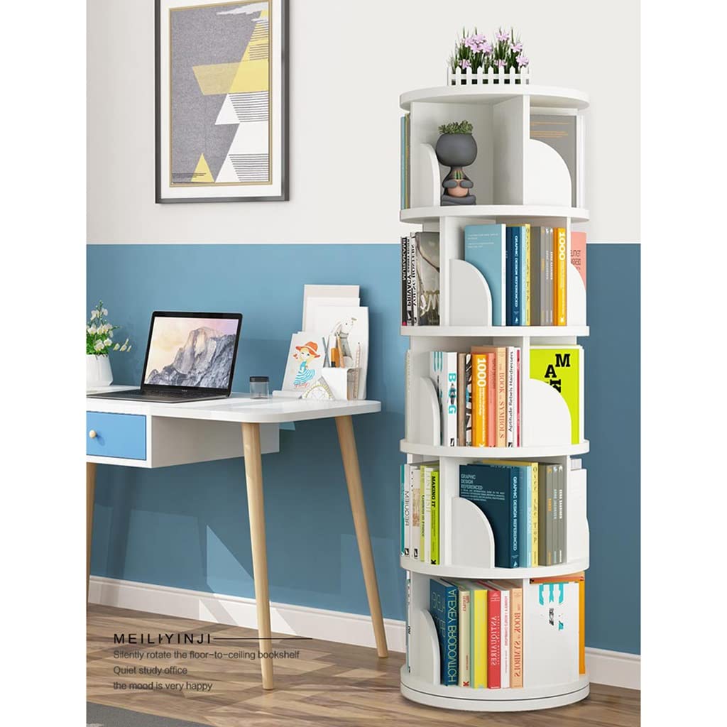 360° Children's Bookshelf, Floor Standing Bookcase, Book Shelves for Kids&Adults, Stimulate Children's Reading Interest, Best Gift (Color : Wit, Size : 50 * 160cm)