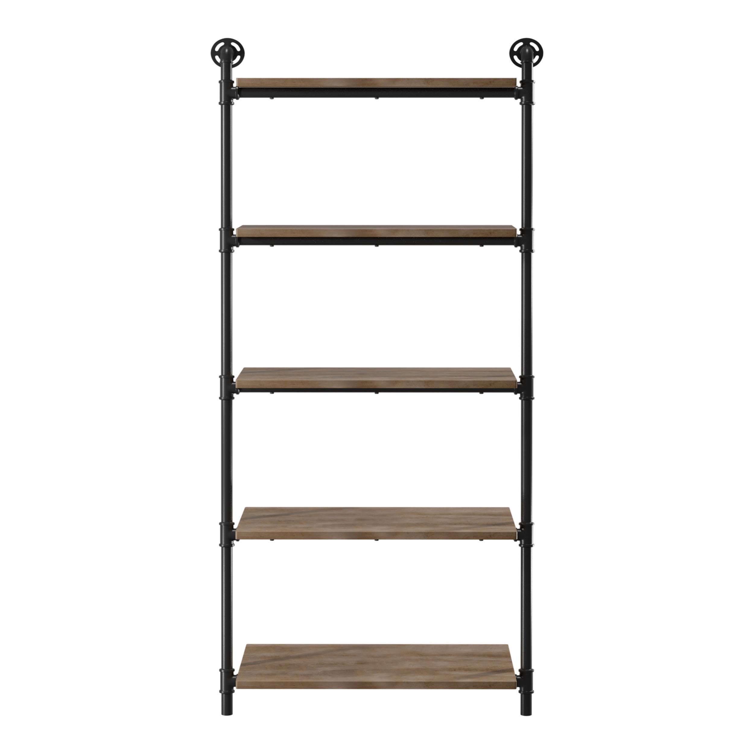 Binlatti Metal 5-Tier Ladder Display Shelf in Sand Black