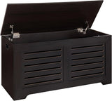 Storage Chest, Flip-Top Wooden Toy Box with 2 Safety Hinges, Retro Entryway Shoe Bench