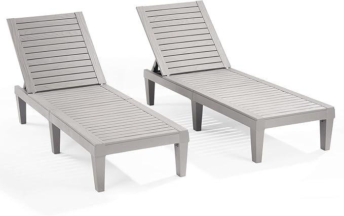 Patio Chairs - Waterproof Outdoor Chaise Lounge Chair, Set of 2 Adjustable Lawn Chairs
