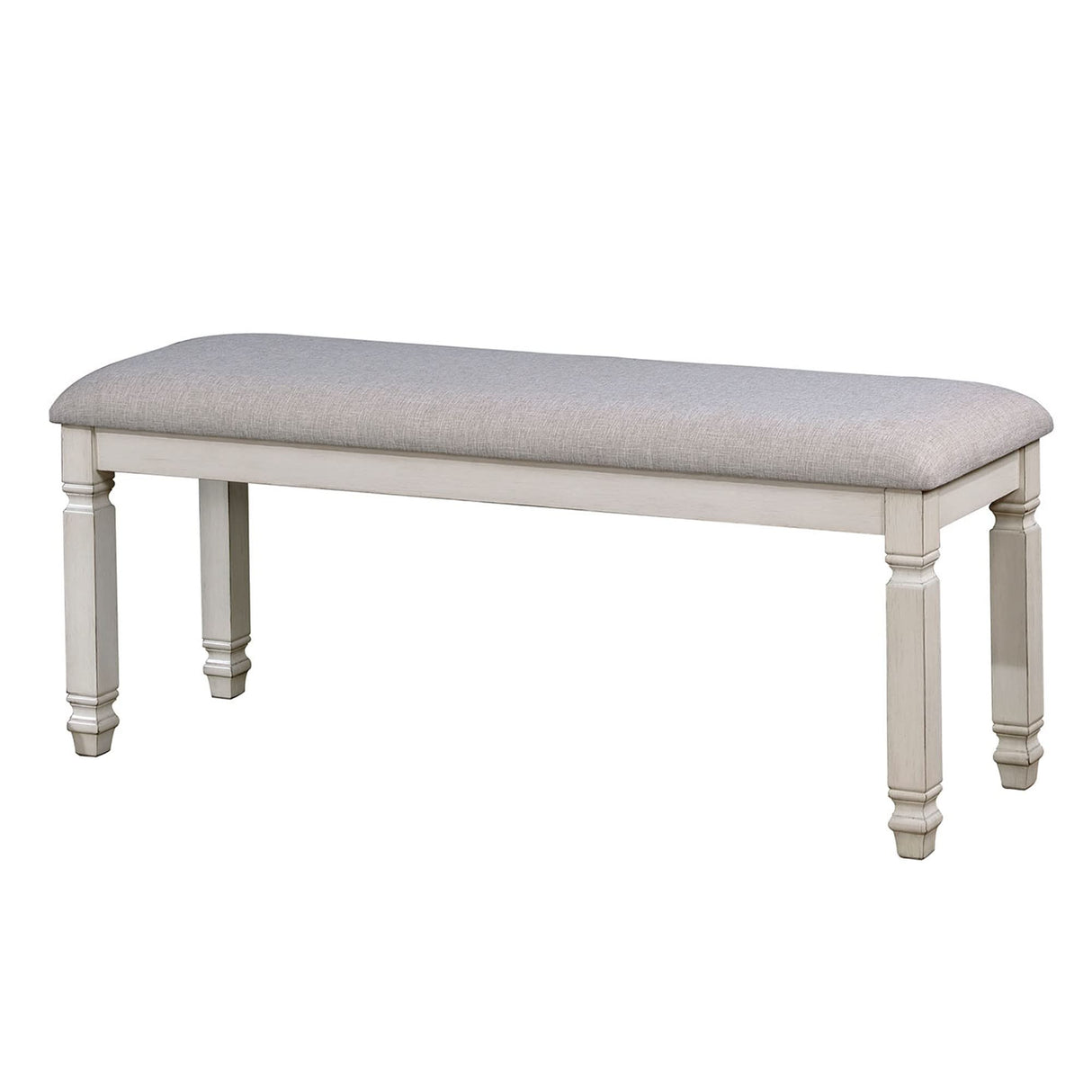 Fabric Upholstered Wooden Bench, White