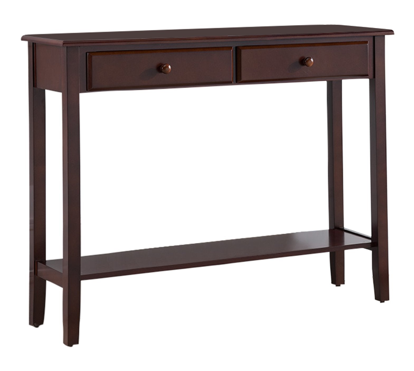 Sawyer Wood Console Entryway Table with 2 Drawers, Walnut