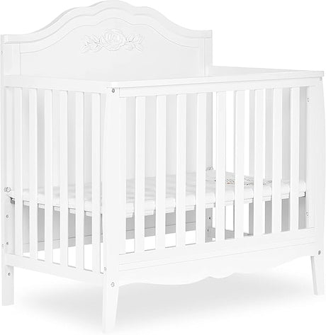 Rose 4-in-1 Convertible Mini Crib in White, JPMA Certified Baby Crib, Non-Toxic Finish,