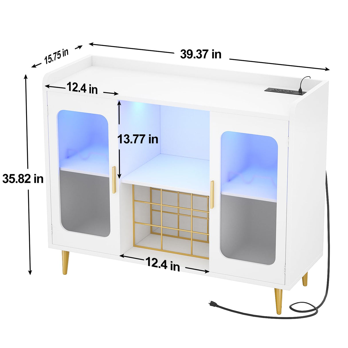 Wine Bar Cabinet with Power Outlet, Liquor Cabinet Bar with LED Light