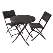 3 Pieces Folding Bistro Set PE Wicker Rattan Outdoor Patio Furniture Sets with Foldable