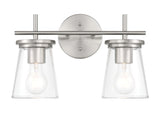 Connell 2 Light 14.5 in. Brushed Polished Nickel Finish Vanity Light with Clear Glass