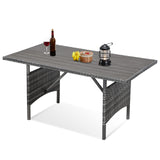 Wicker Outdoor Dining Table, 54” Metal Frame Table for Patio Furniture or Indoor (Grey)