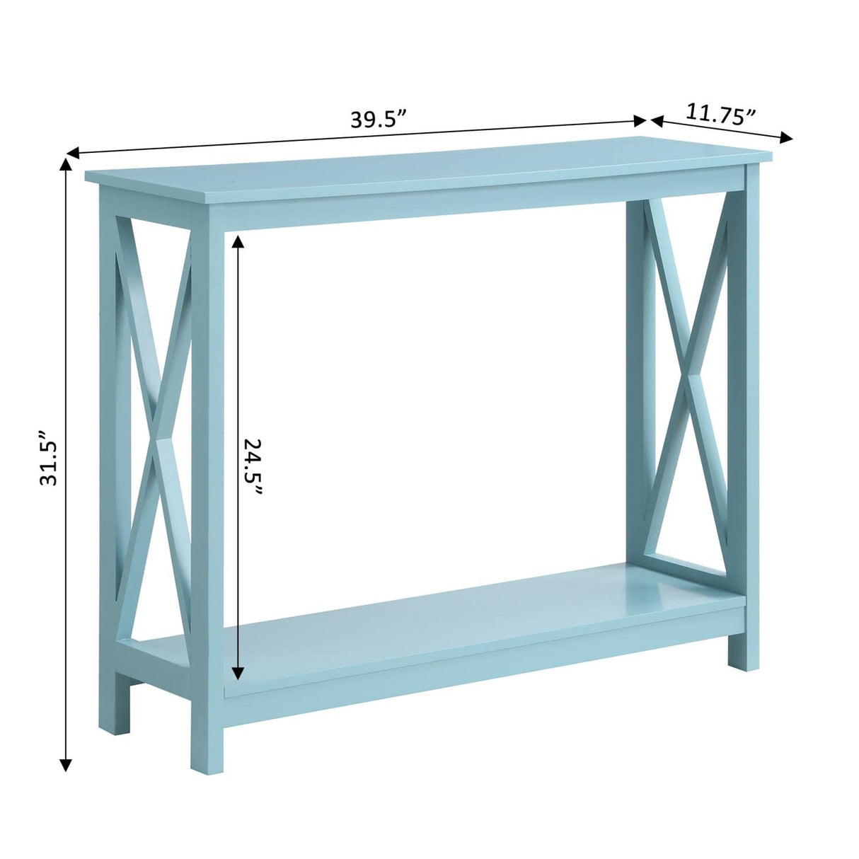 Oxford Console Table with Shelf, Sea Foam Blue