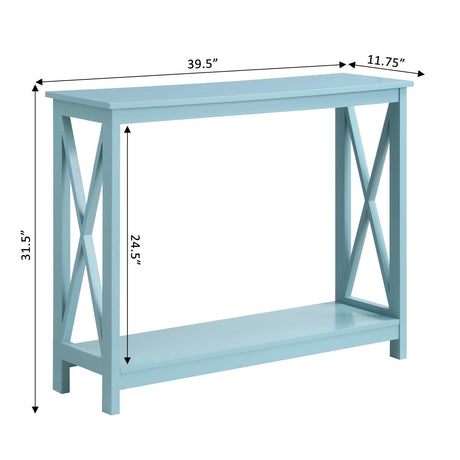 Oxford Console Table with Shelf, Sea Foam Blue