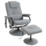 Massaging Faux Leather Recliner Chair and Ottoman Set, Swivel Vibration