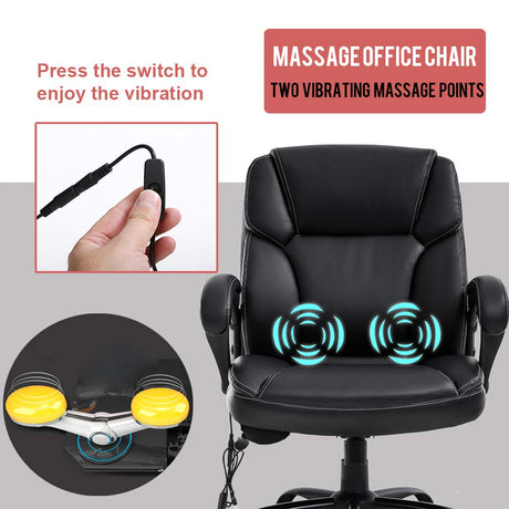 FURNITURE 400lbs Wide Seat Ergonomic Desk Massage Computer Lumbar Support