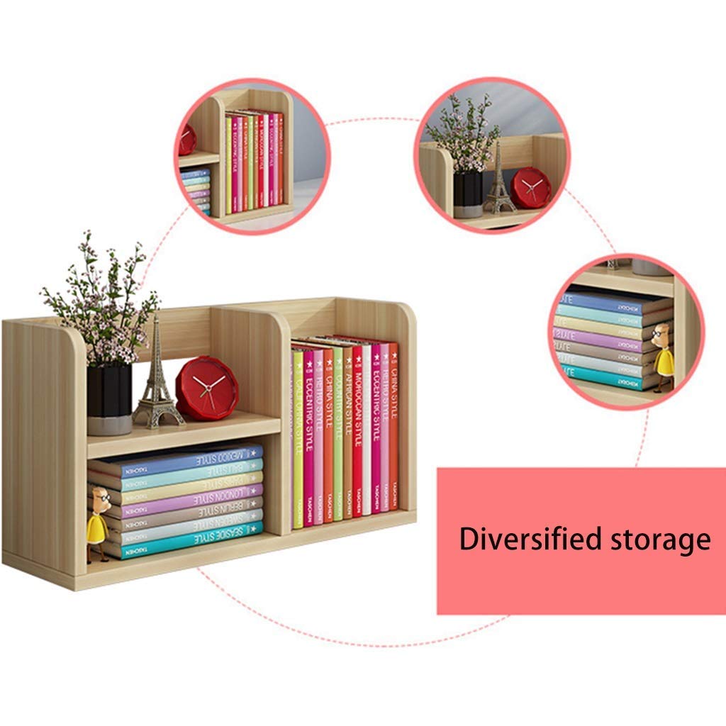 ZKTDJ Bookcases Wood ktop Bookshelf k Organizer Tabletop Storage Rack Small Wooden Co Bookcase Multipurpose Display Shelf Decoration,Natural