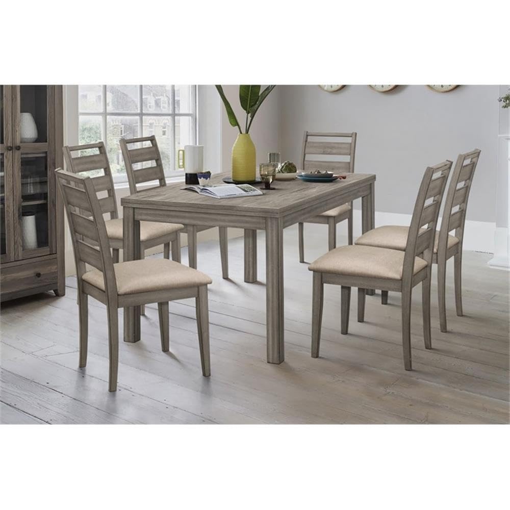 Carell Furniture 64" Transitional Wood Dining Room Table in Weathered Gray