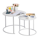 Modern Round Side Table Set of 2, Contemporary Accent Coffee and Snack Mental End Table