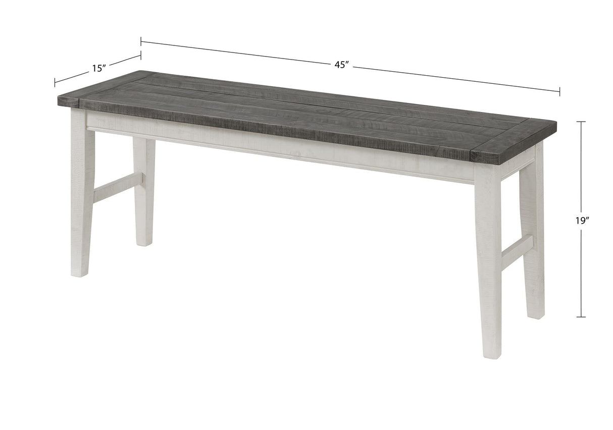 Monterey Solid Wood White Stain and Grey Dining Bench