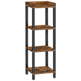 Small Bookcase, Industrial Style Bookshelf for Narrow Spaces, 4-Tier Square Book Shelf Stand, Wooden Storage Rack Display Shelf, Corner Shelf for Living Room, Rustic Brown and Black BF08CJ01