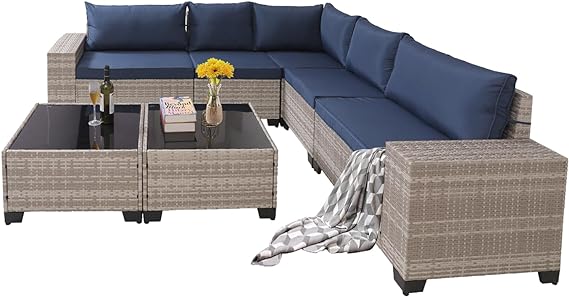 Outdoor Sectional Furniture Set, 7 Pieces Patio Couch