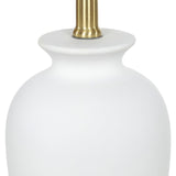 Cinkeda 22" White Ceramic Modern Table Lamp with Ginger Jar Design - for Living Room,Dining Room,Bedroom,Office,Nightstand,End Table