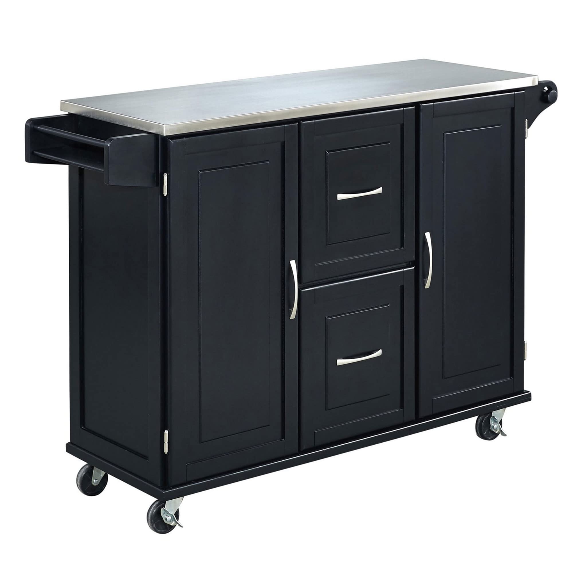 Patriot Black Kitchen Cart with Stainless Steel Top by Home Styles