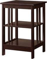 Mission End Table with Shelves, White