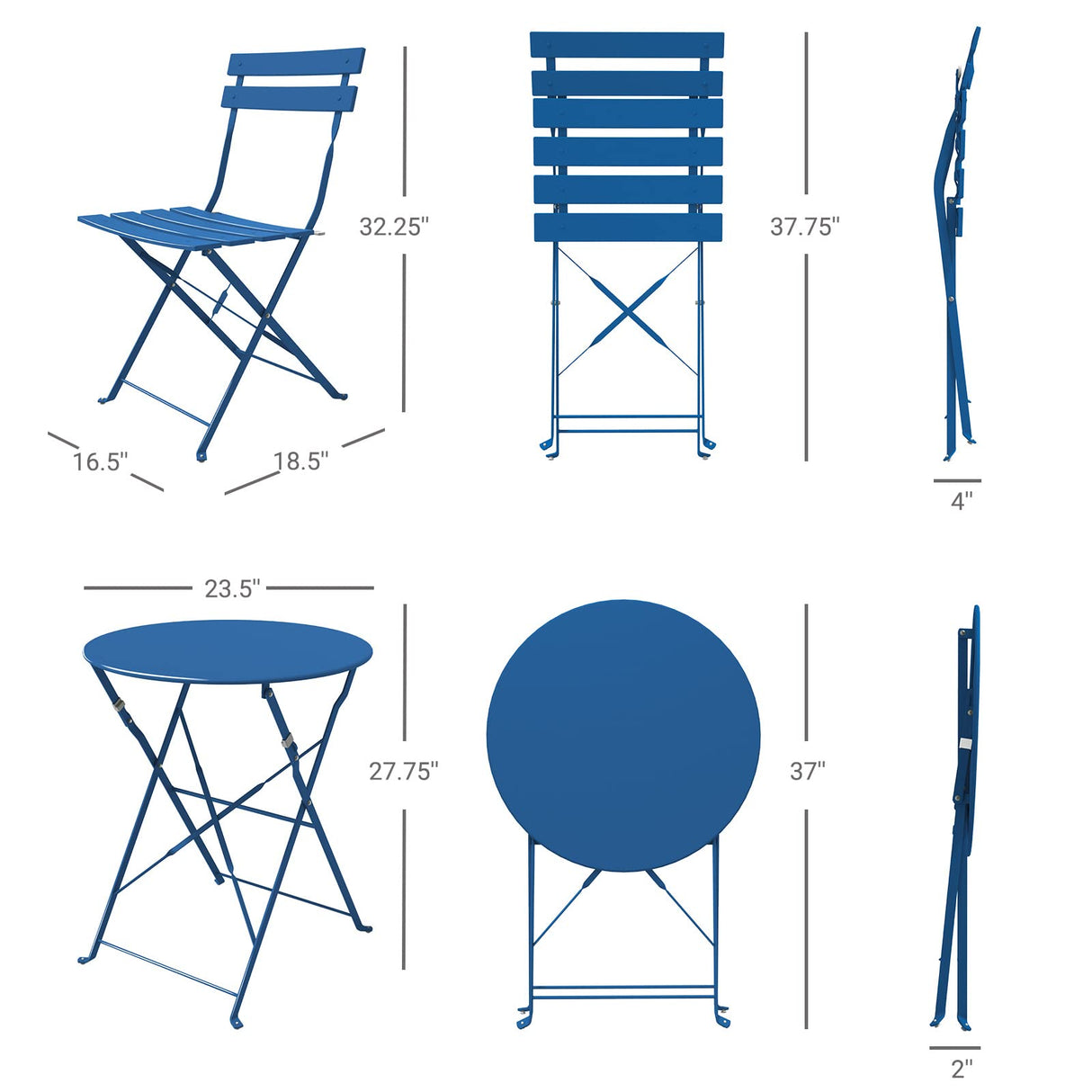 3-Piece Bistro Set Folding Outdoor Furniture Sets Portable Design for Bistro