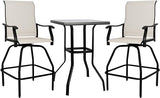 Patio Bar Set  Swivel Bar Stools Outdoor Bistro Textilene Furniture Stability All-Weather Set