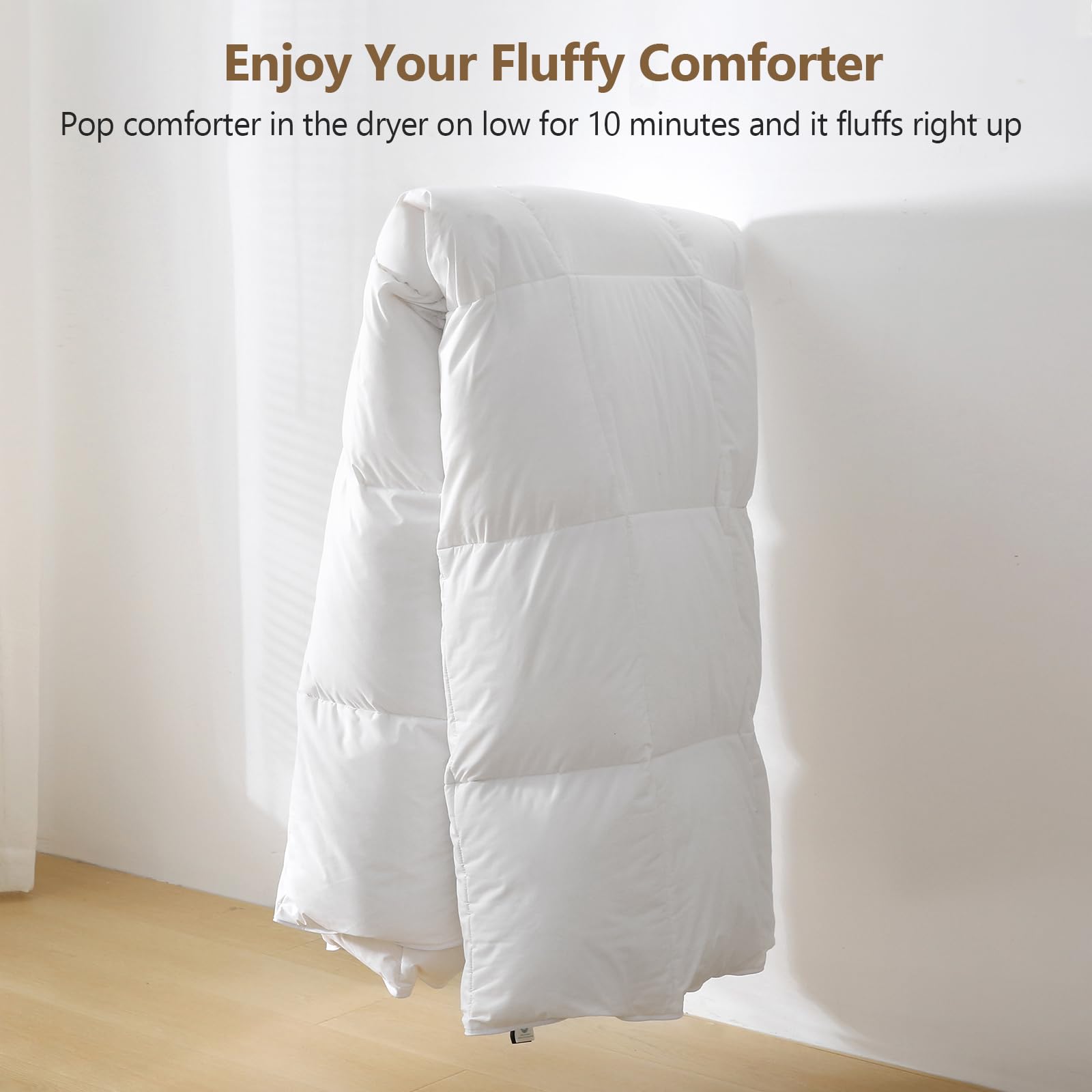 BPC Feather Comforter King Size, Filled with Feather and Down, All Season White Duvet Insert, Luxury Hotel Bedding Comforter with Ultra Soft Cotton Blend Cover and 4 Corner Loop Tabs, 106"x90"
