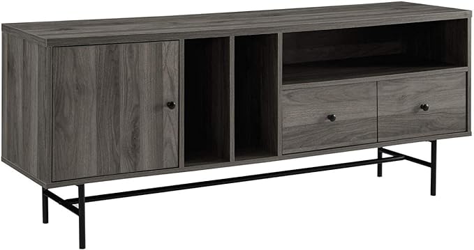 Modern Wood TV Stand with Record Storage for TV's up to 65