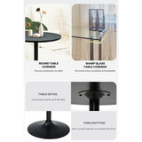 Bar Table Round Pub Table Cocktail Bistro High Table with Black Top and Base