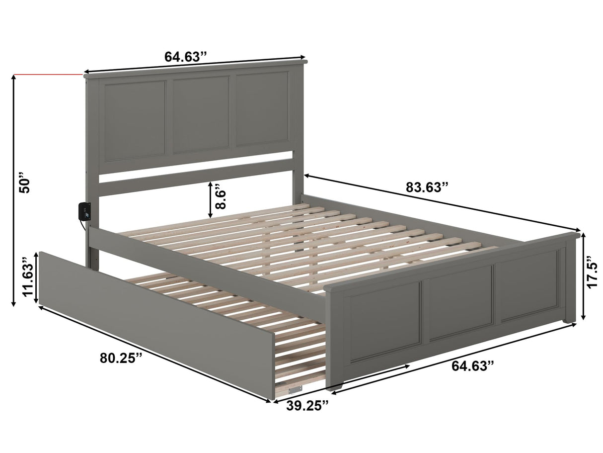 Madison Queen Platform Bed with Matching Footboard and Turbo Charger with Twin Extra