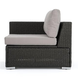 Santa Rosa 6-Seater Wicker Sectional Sofa with Aluminum Frame/Silver Cushion