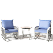 3 PCS Outdoor Rocking Chairs Patio Bistro Set with Glass Table