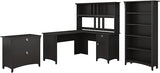 Salinas 60W L Shaped Desk with Hutch, Lateral File Cabinet and 5 Shelf Bookcase