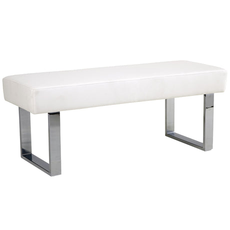 Amanda Bench in White and Chrome Finish 48"x18"x19"