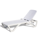 Patio Chaise Lounge with 5 Position Adjustable Backrest and Wheel