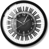 Circle Piano Keys with Speaker Metal Frame Wall Clock Silent Wall Watch