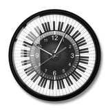 Circle Piano Keys with Speaker Metal Frame Wall Clock Silent Wall Watch