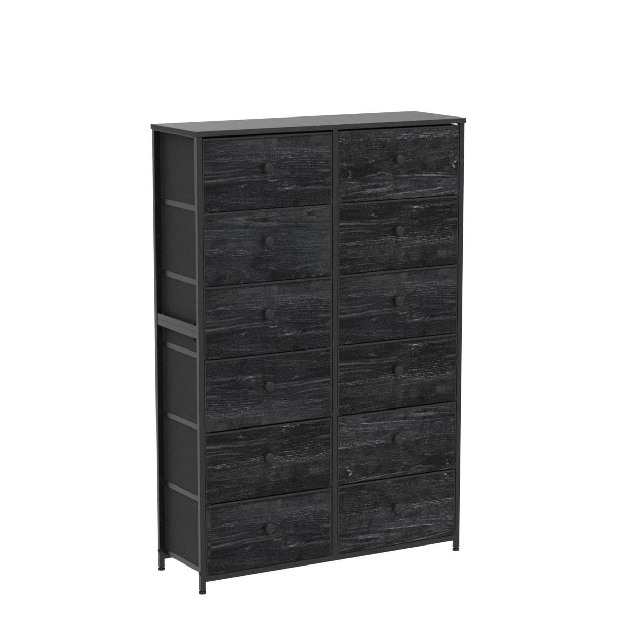 Tall Dressers for Bedroom, 12 Drawer with Wooden Top and Metal Frame