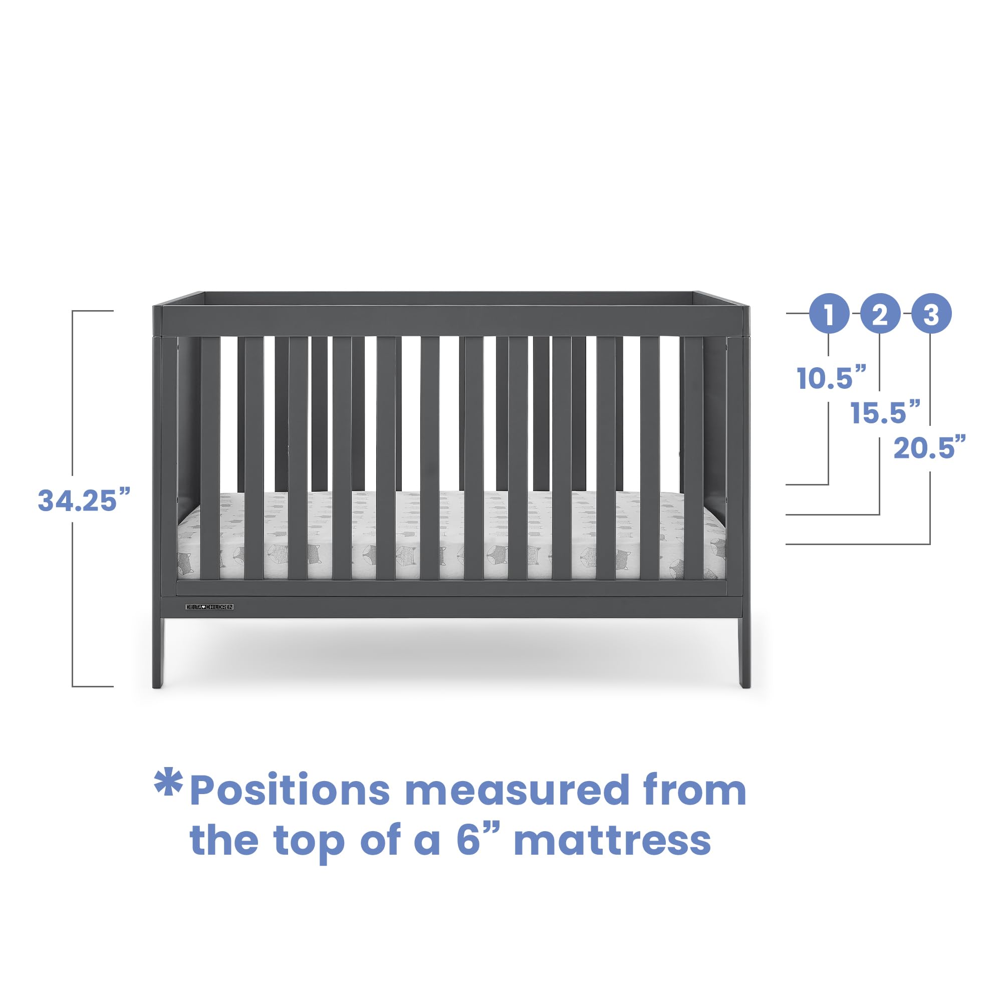 Hayes 4-in-1 Convertible Crib - Greenguard Gold Certified, Charcoal Grey