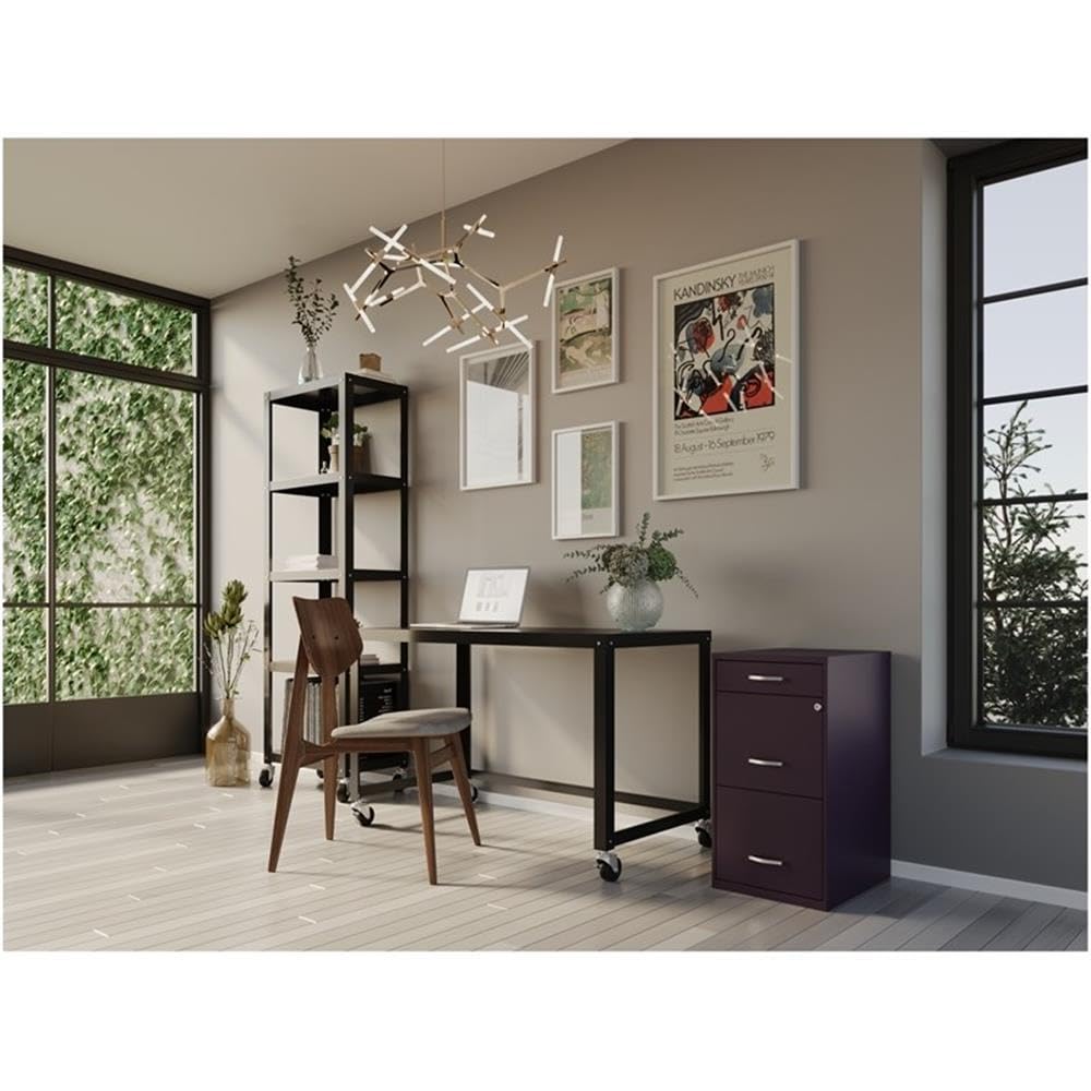 Solutions 18" Deep Modern Metal Organizer File Cabinet with Cam Lock, 3-Drawer