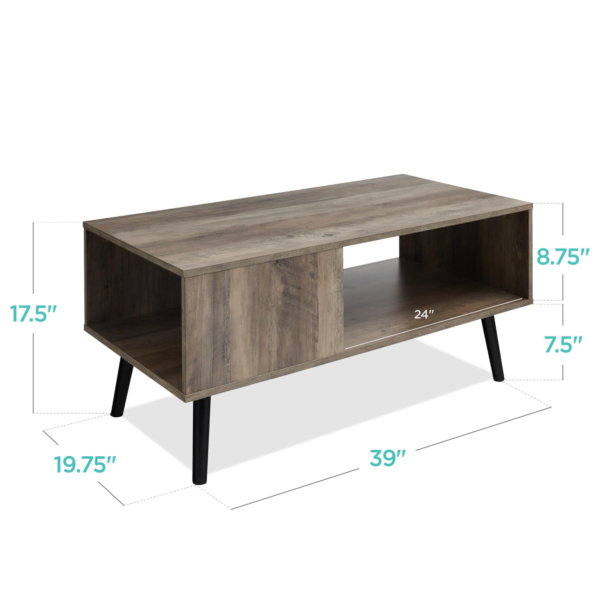 Wooden Mid-Century Modern Coffee Table, Accent Furniture for Living Room, Indoor