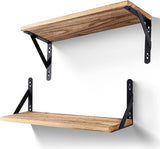 Floating Shelves Set of 2 Rustic Wooden Shelves Decorative Wall Shelf Brackets