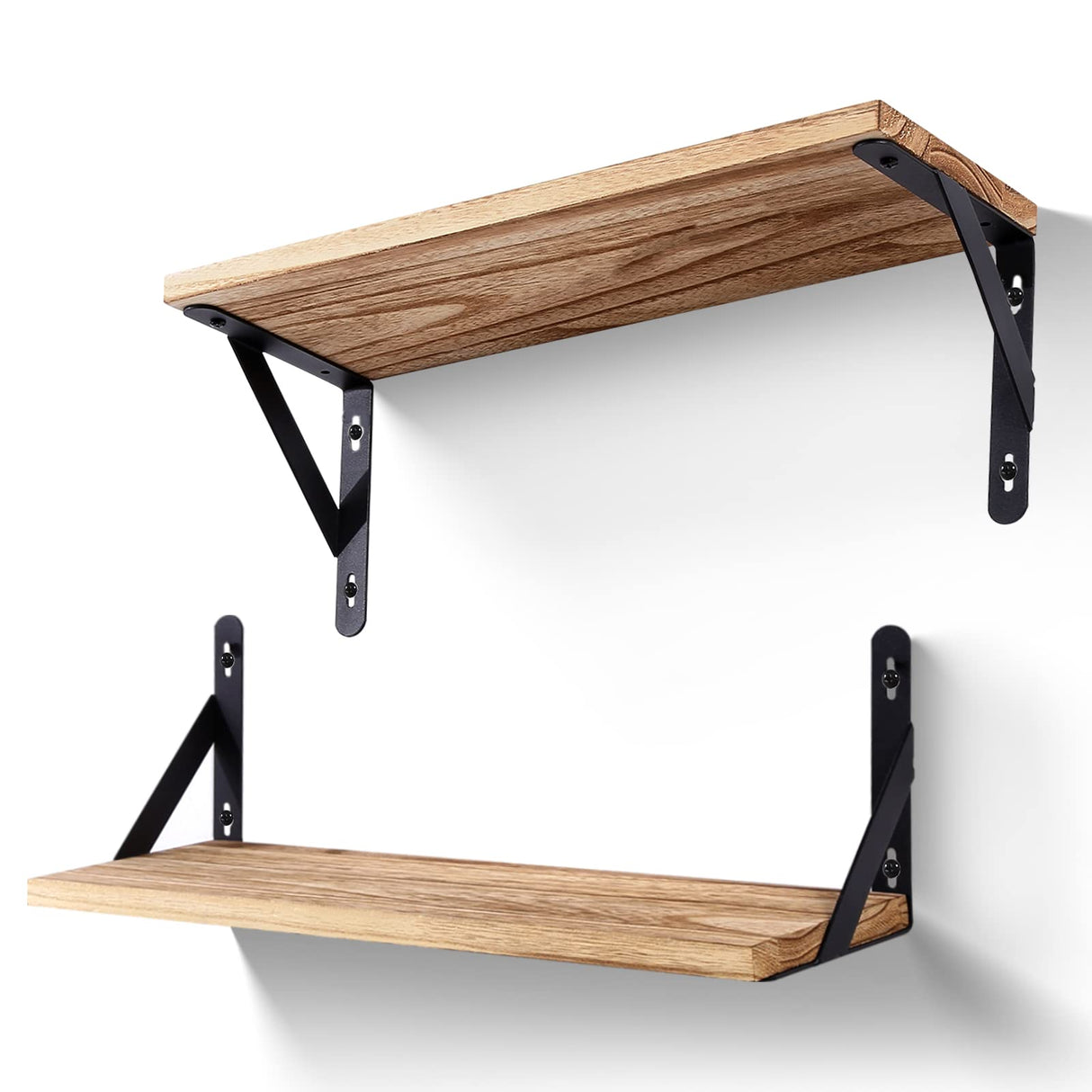 Floating Shelves Set of 2 Rustic Wooden Shelves Decorative Wall Shelf Brackets