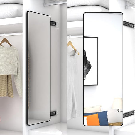 Wardrobe Mirror Built-in Retractable Fitting Mirror, Sturdy and Durable, Foldable Mirror