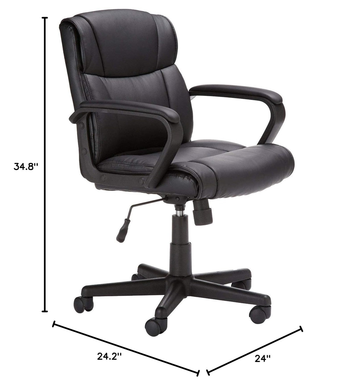 Office Computer Task Desk Chair with Padded Armrests, Mid-Back, Adjustable