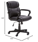 Office Computer Task Desk Chair with Padded Armrests, Mid-Back, Adjustable