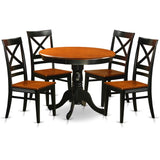 ANQU5-BLK-W 5 Piece Dinette Set for 4 Includes a Round Kitchen Table with Pedestal