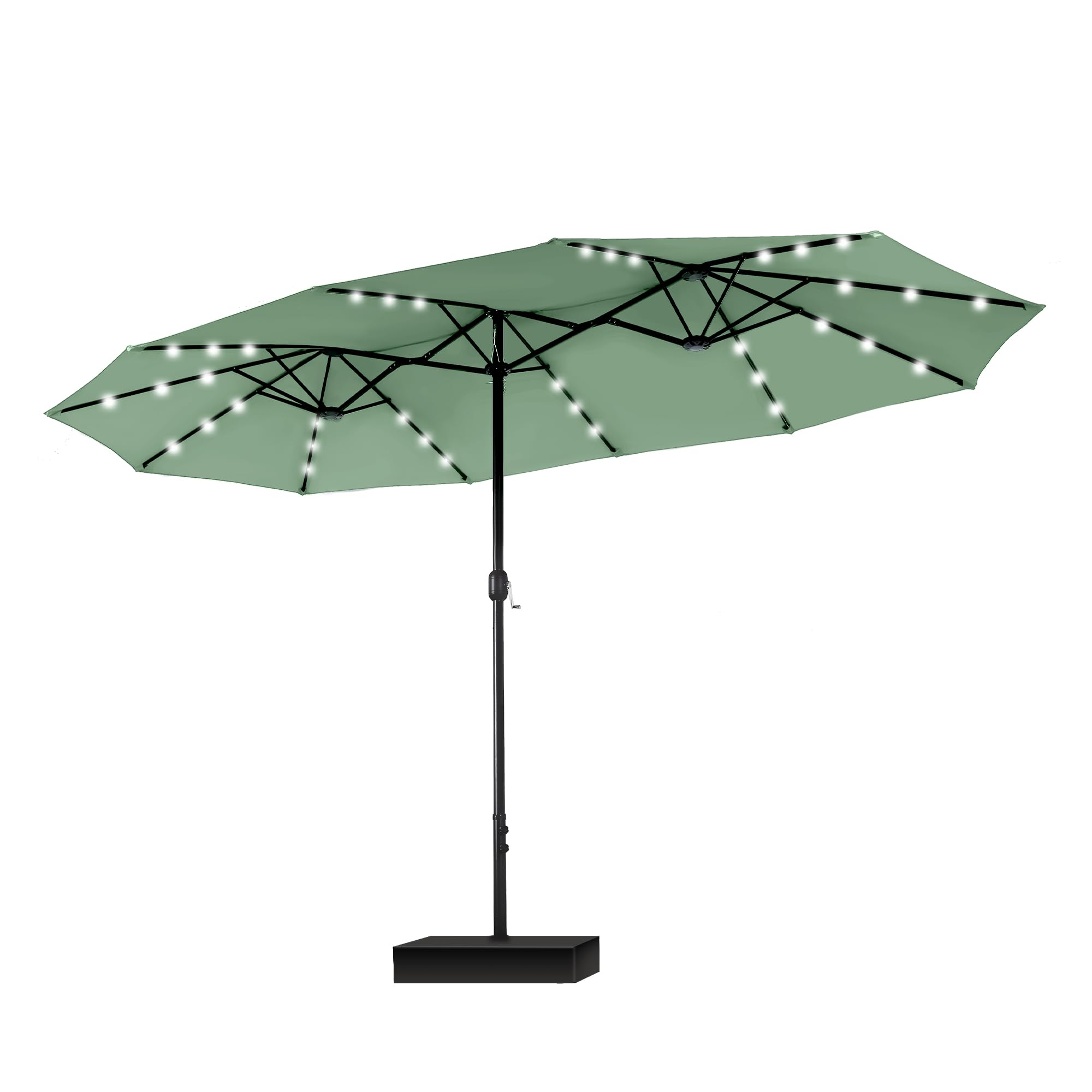 15 ft Extra Large Patio Umbrella with Solar Lights, Rectangular Outdoor Umbrella